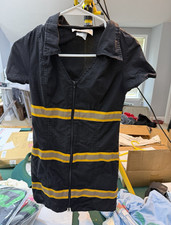 Charades Firefighter Halloween Costume Dress Zip Front Polyester XS Black/Yellow