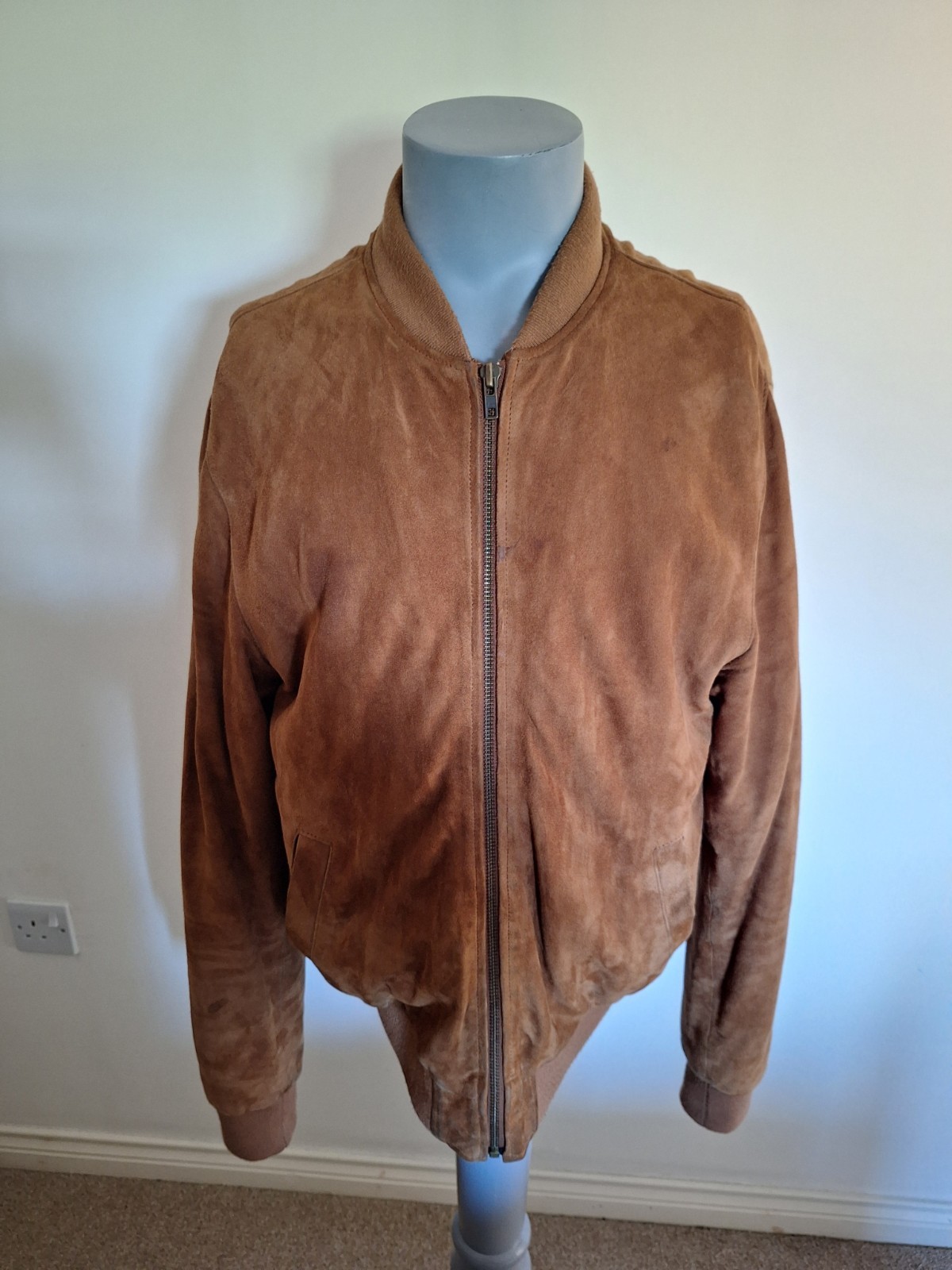 Vintage Retro Suede Bomber Jacket Size Large Men's