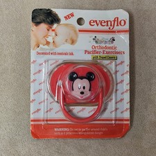 Vintage Disney Evenflo Orthodontic Exerciser Pacifier Baby Mickey Mouse 1991