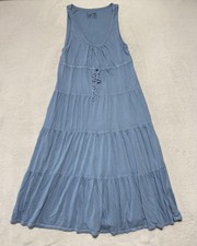 GAP Dress Womens Small Blue Sunkissed Wash Pima Cotton Tiered Maxi Boho Flowy