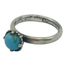Solid 925 Sterling Silver Turquoise Ring Size 6.25 Birthstone