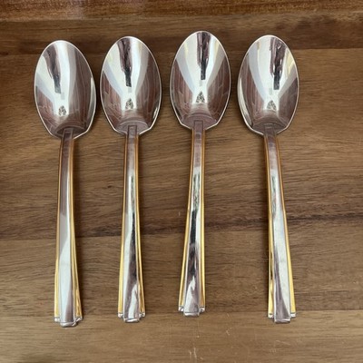 Oneida Stainless Flatware GOLDEN ETAGE Lot of 4 large soup spoons 7 1/4''. READ