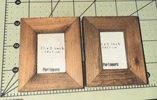 Pier 1 Imports Light Natural Wooden Double Mini Frame, Hinged 3.8 X 5 cm