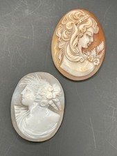 Two Loose Vintage Shell Cameos for jewellery-making Brooch Pendant
