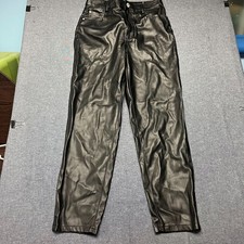 Zara Women  s Pants Size 38/6/28 Black Faux Leather Pockets Trousers