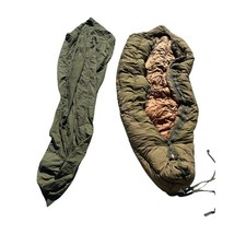 Vtg 1945 Army Mountain Mummy Sleeping Bag M-1949 Down Feather w/ M1945 rain Case