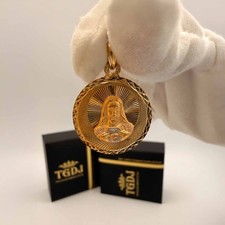 Real 14K Tri Color Gold Religious Stamp Pendant Faith Medallion Unisex Jewelry