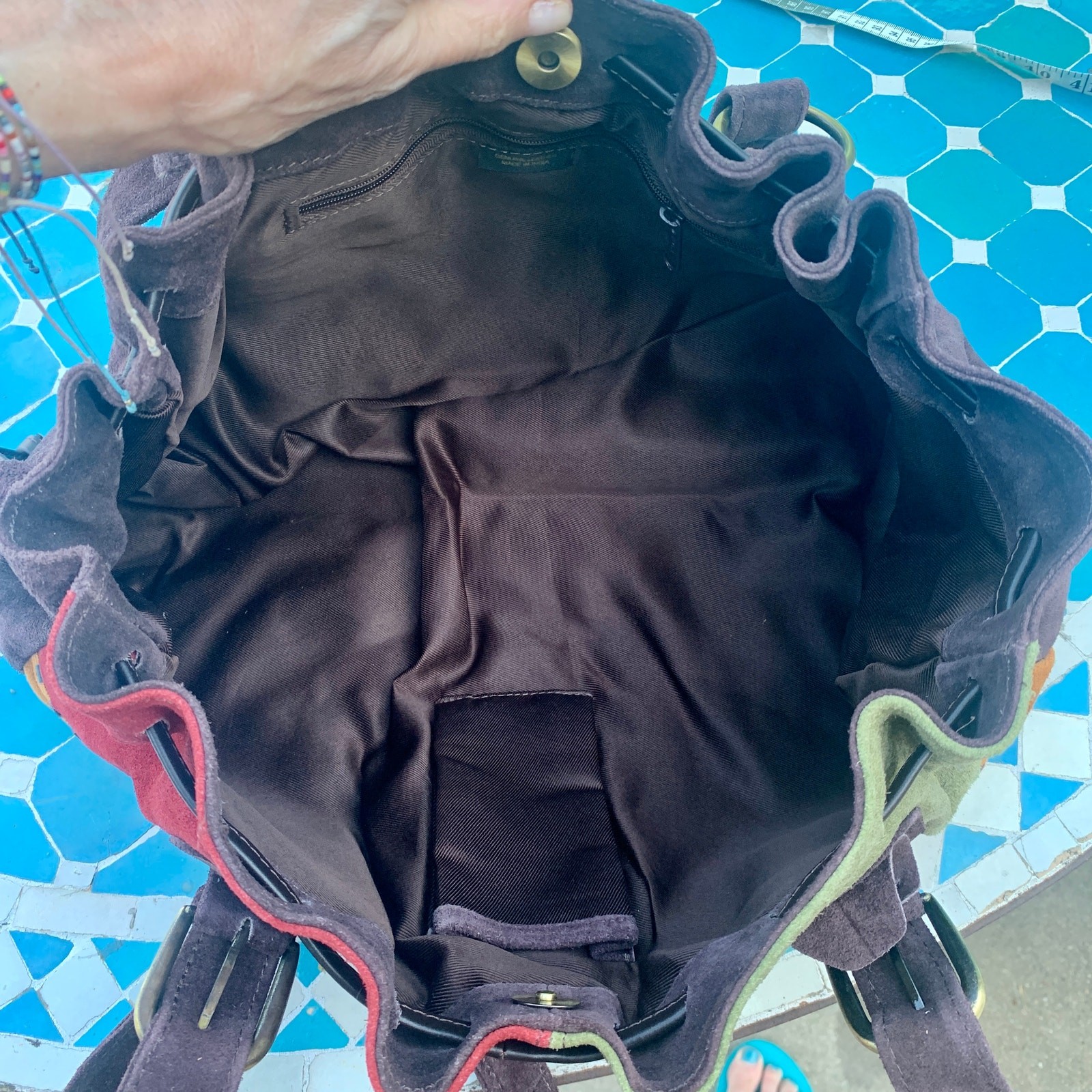 VINTAGE SUEDE PATCHWORK WHIPSTITCHED LEATHER SHOU… - image 8