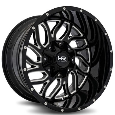 20x9 Hardrock Wheels H707 Destroyer Gloss Black Milled Off-Road Rims (4pcs) A1