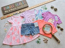 Lot of 6 Cat Jack Toddler Girls Clothing 5T/4T Dress Shirt Jean Shorts