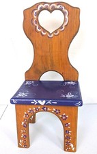 Hand-painted Wooden Heart Cutout Doll Chair
