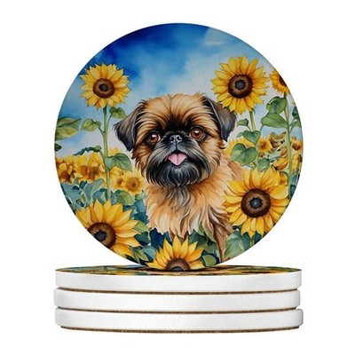 Carolines Treasures DAC6041RCS4 4 x 4 in. Brussels Griffon in Sunflowers Sand...