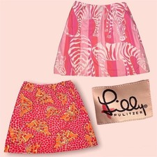Vintage Lilly Pulitzer Reversible Wrap Skirt Zebra/Butterflies Sz 6 White Label
