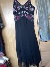 GHARANI STROK DESIGNER PURE SILK SEQUIN EMBELLISHED STRAPPY DRESS 16 XL 42 44