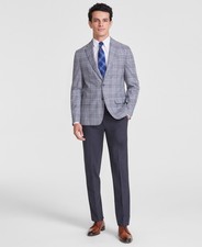Tommy Hilfiger Men  s Modern Fit Grey Plaid Sport Coat Blazer 38R Jacket