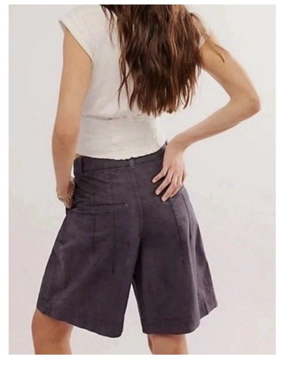 Free People Women’s High Street Cotton Trouser Charcoal Shorts Size 6 NWT