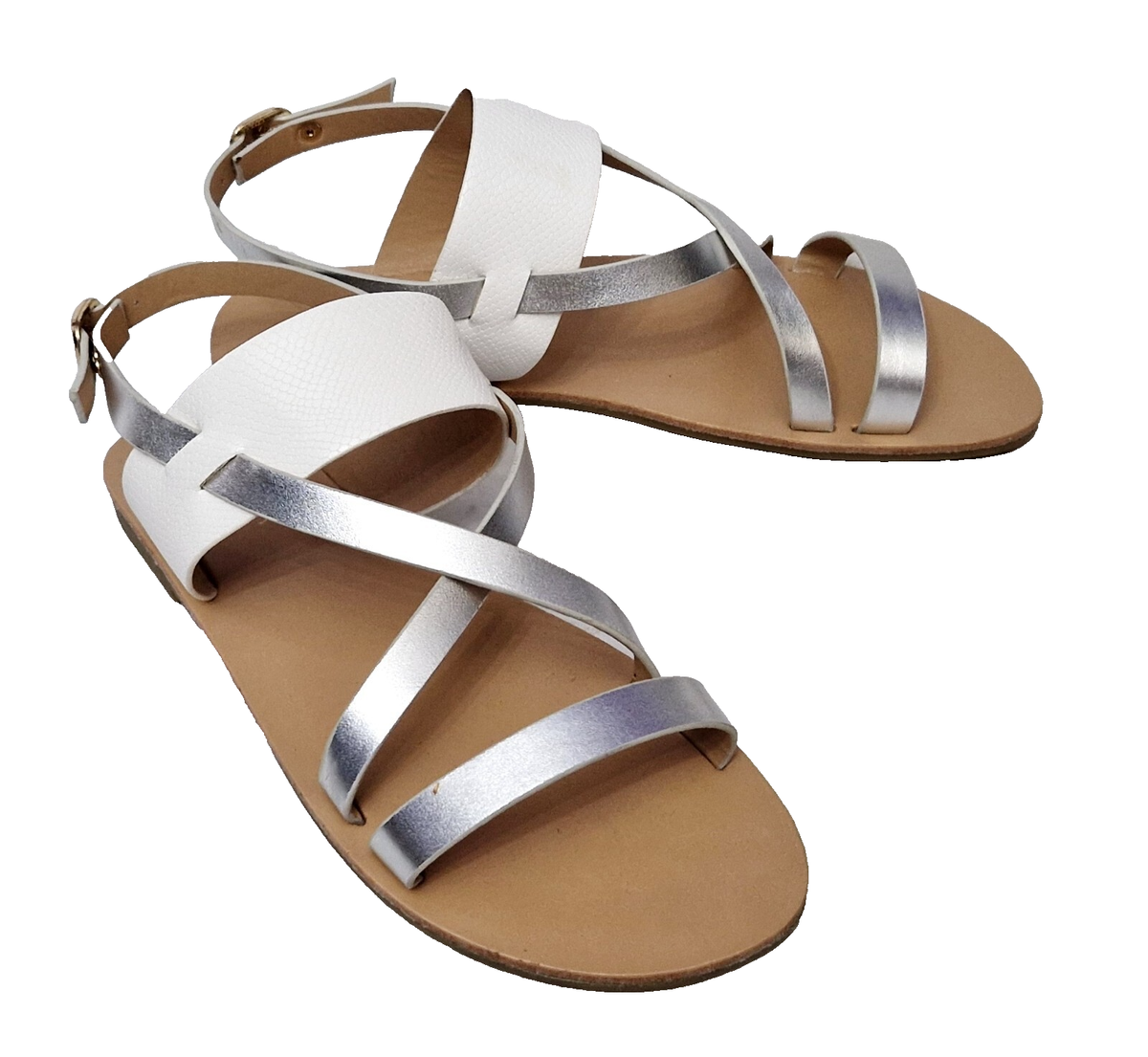Nine West Women's Mana Silver Synthetic Sandal - Stiletto Heel, Ankle Strap, Lightly Cushioned Footbed - View #10