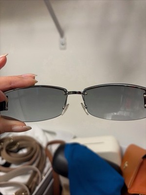 Gucci GG 1799/N/S Rimless Rectangle Sunglasses Black Frame Gray