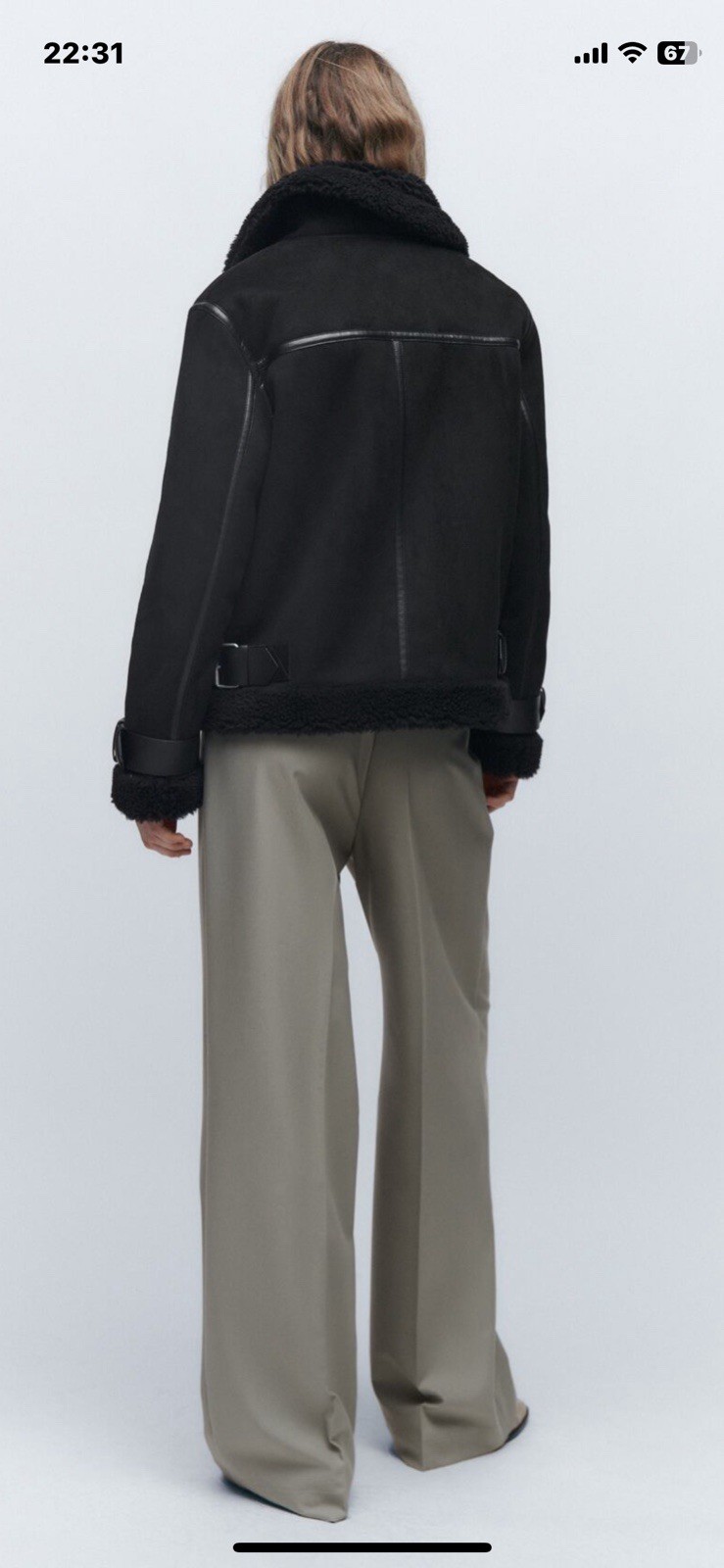 ZARA DOUBLE-FACED BLACK FAUX SHEARLING FUR  AVIATOR JACKET COAT RRP £89 image 8