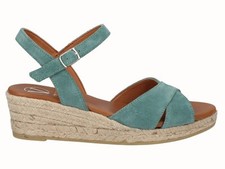 Viguera Sandali Espadrillas Donna in Crosta di Pelle, Con Zeppa - VEACQ (Verde A
