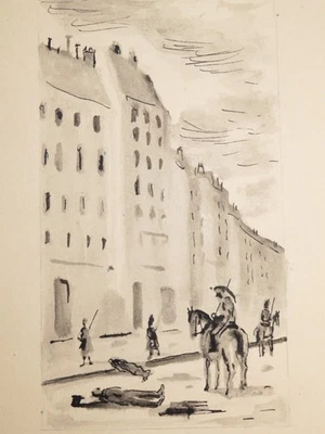 Jean OBERLÉ 1900-1961 DESSIN ORIGINAL OEUVRE VICTOR HUGO NAPOLEON III LE PETIT c - Photo 1/4