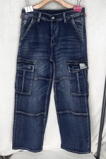 Pro Club Men  s Heavyweight Baggy Fit Denim Cargo Pants Size 28 Fits 32x30