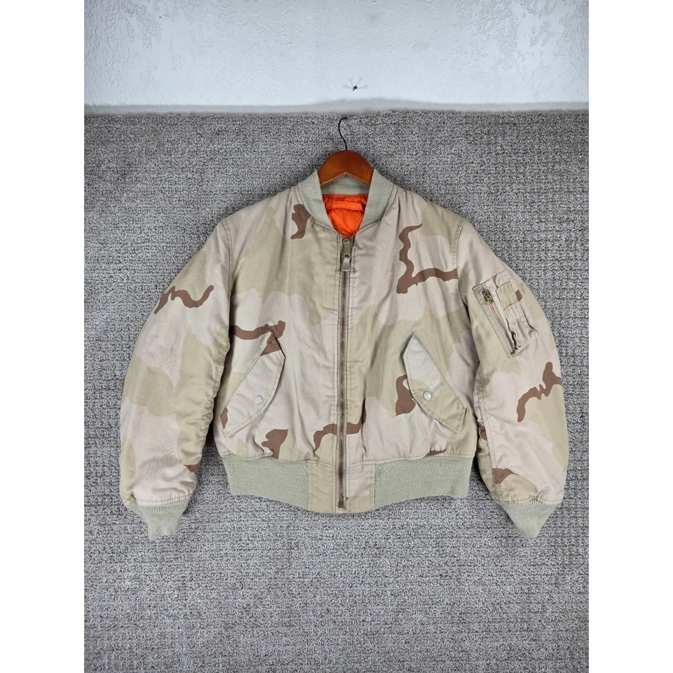 VTG Alpha Industries MA-1 Flight Bomber Jacket Desert Camo Reversible Men's M - Image 2 of 4