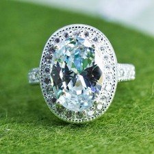 Size 6.25, vintage Sterling 925 silver with oval cz statement ring