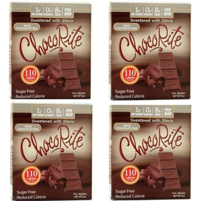 HealthSmart Foods Choco Rite Chocolate Bar Milk Chocolate 5 Bars Each (Pack of 4