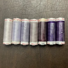 {MP} NOS LOT 7 Dif Purple Mettler Metrosene Embroidery Thrd Poly Spun Swiss 150m