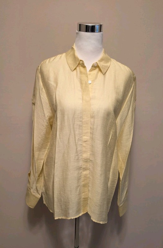 $350 NWT Derek Lam 10 Crosby Long Sleeve Collared Buttermilk Blouse sz L