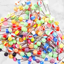 Assorted Colorful Acrylic Tongue  Nipple Barbell Piercing Jewelry Set 14g 10 pc