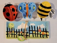 NEW Boston Warehouse Ceramic Condiment Serving Set BUMBLE BEE BUTTERFLY LADYBUG