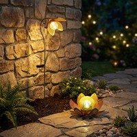 Solarlampe Gartendeko AußEnlampe Led Erdspieß Blume LotusblüTe GrüN Gold 2Er Set
