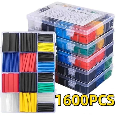 750x Cable Heat Shrink Tubing Sleeve Wire Wrap Tube 2:1 Assortment Kit Tools Set - image 1 of 4