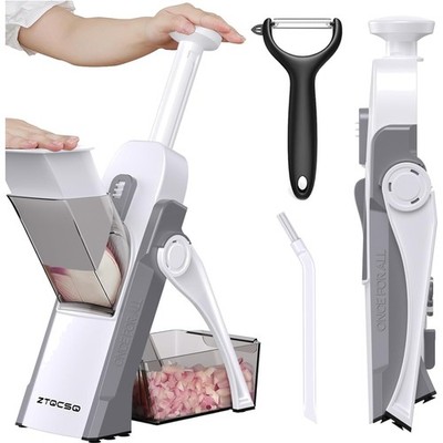 Professional Mandoline Slicer with Knife & Cleaning Brush - Effortless Food Prep