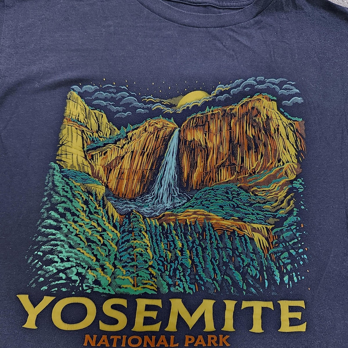 Columbia Shirt Mens Large Blue Yosemite National Park Graphic Tee Nature Top View 2