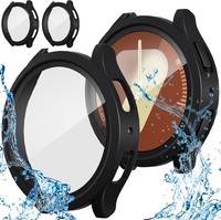 SchutzhüLle FüR Galaxy Watch 7 44Mm Wasserdicht Hd GehäRtetes Glas Schwarz 2