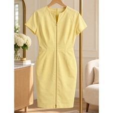 Lafayette 148 New York NWT Yellow Zip Front Sheath Dress Size 8