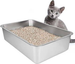 Stainless Steel Cat Litter Tray Non Stick Metal Pet Litter Tray 50x35x10cm