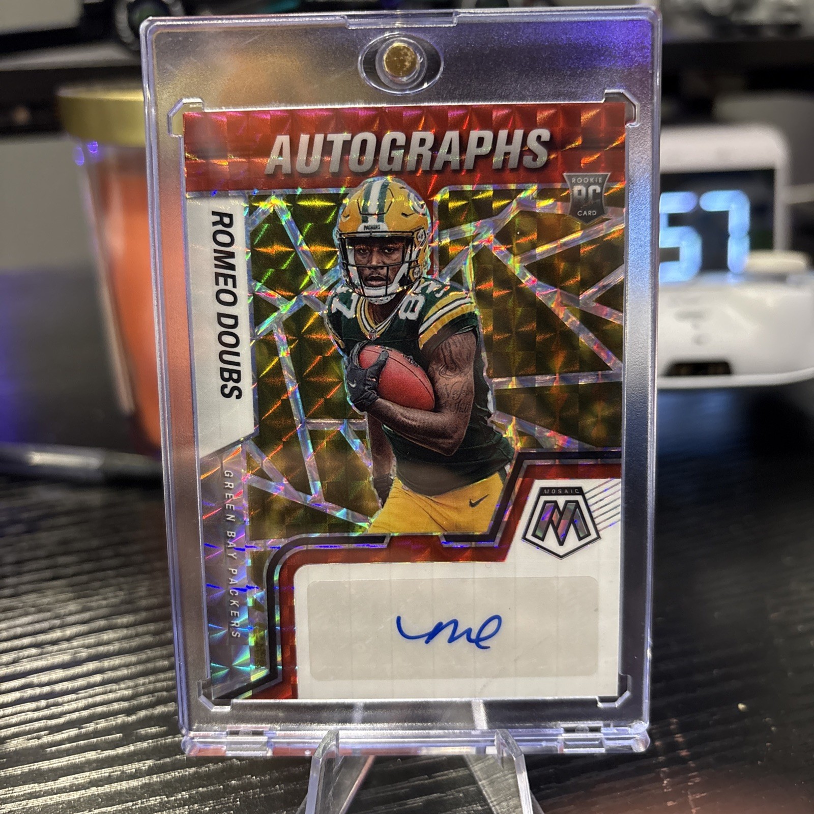 Romeo Doubs Panini Mosaic Rookie Autograph Mosaic #RAMRD Red Mosaic
