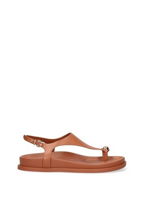 Silvana Chic Damen Leder Sandalen - verstellbarer Riemen und Frontring