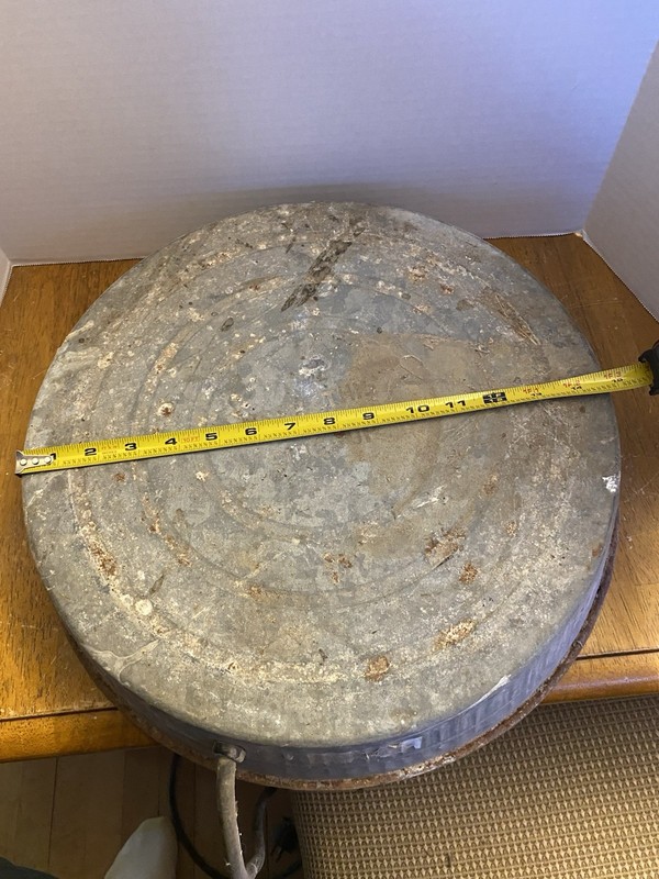 Vintage 15" galvanized heater base for metal chicken water font - untested