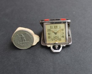 1930s Art Deko Eszeha Pop-Up Travel Pendant Watch Clock Sterling Silver Enamel