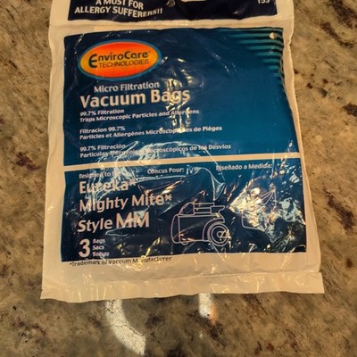 3 Eureka Allergy Mighty Mite Vacuum Style MM Bags, Canister Limited, Sanitair...