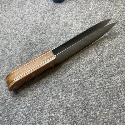 Dual Blade Fixed Knife Wood Handle Novelty Display Collectible Fantasy Dagger