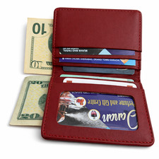 Genuine Leather Slim Wallet for Men   Minimalist Front Pocket Card Holder RFID