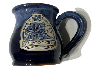 Deneen Mug Pottery Scarborough Inn  Ocean City, New Jersey Blue Hand Thrown 8 Oz