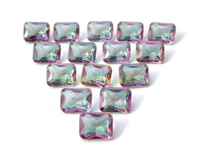 Natural Mystic Topaz 14mm Rectangle Cut 16 Pcs Faceted Loose Gemstone Best Offer