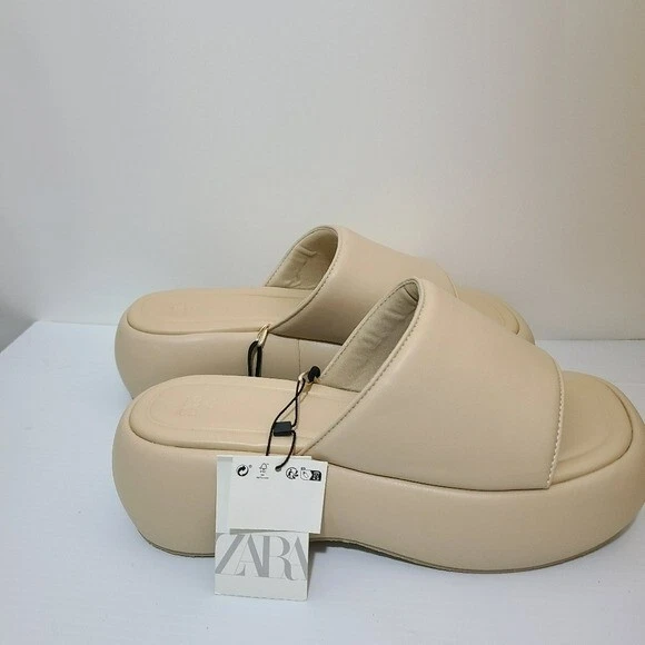 Beige flatform sandals sale